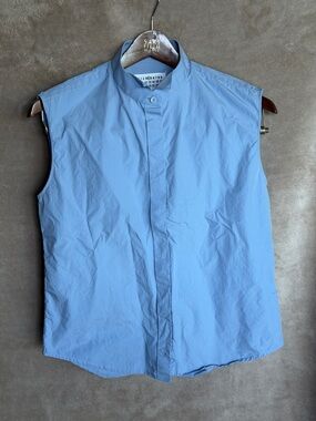 Sleeveless Light Blue Mandarin-Collar Shirt Maison Martin Margiela